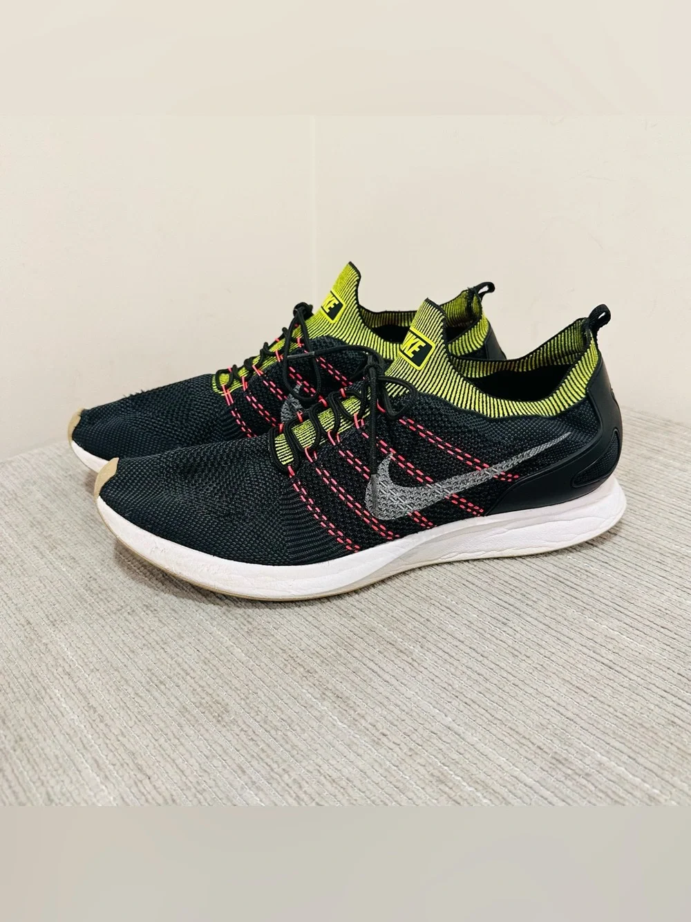 Nike Air Zoom Mariah Flyknit Racer Black Volt Grey 918264-016 Men's Size 15